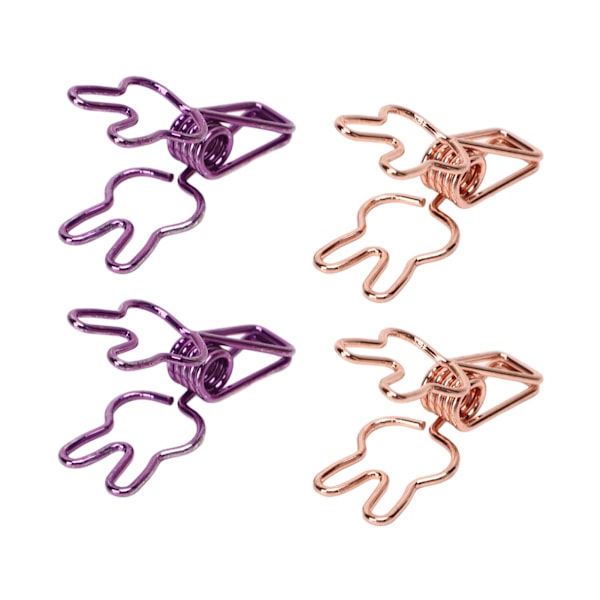 100 st Bunny Binder Clips ihålig ut stark klämning robust metall söta pappersklämmor för dokument kläder papper