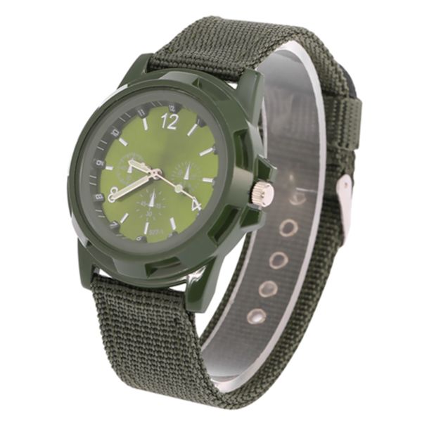 Elektronisk analog handledsrem med runt nylonband, militär handledsrem (armégrön)