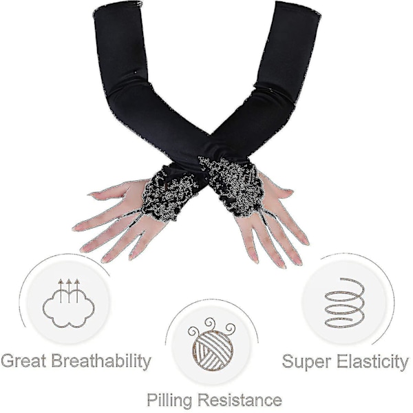 Långa Lila Satin Operafest Handskar - Vuxenstorlek, Stretchiga, Armbågslängd (21.6 tum)