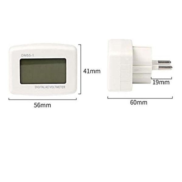 EU-kontakt DM55-1 AC 80-300V digital LCD voltmeter med blå bakgrundsbelysning - 220V spänningstestpanel