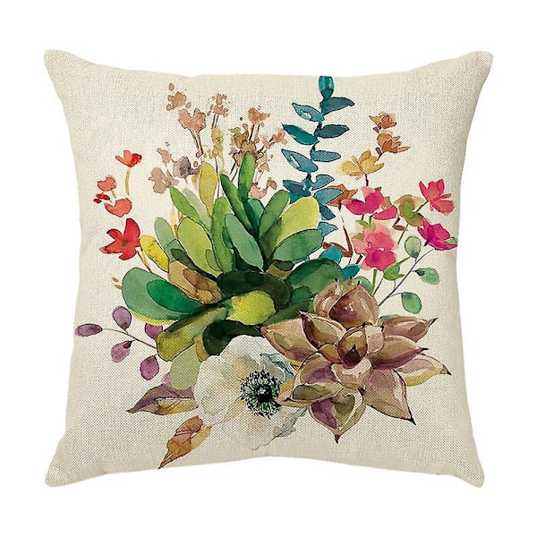 En uppsättning med 4 kuddfodral 45 x 45 cm Dekorativt blommönster örngott för soffa vardagsrum sovrum stol heminredning