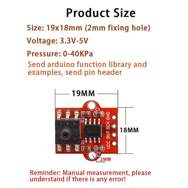 0-40Kpa Air Pressure Sensor Module Water Level and Liquid Level Sensor Control Board Red