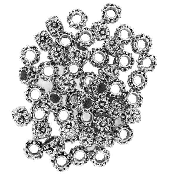 50 st multifunktionella skäggpärlor i legering, hårpärlor, rörpärlor, armband, halsbandstillbehör