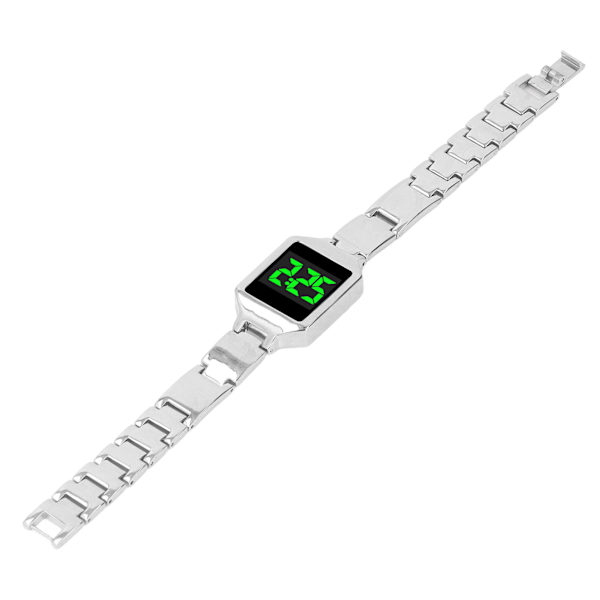 Digital armbandsur med högupplöst skärm, vattentät, modern elektronisk klocka för män, kvinnor och flickor, silver