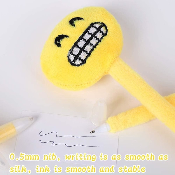 24-delers tilfeldig Emoji-kulepennsett - Nyhet i plysj Emoji-pennsamling for bursdagsgaver til barn og festposer