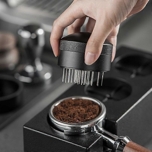 Espresso Kaffefordeler, Værktøj Espresso Kaffefordeler med Base, Rustfrit Stål Espresso Kaffefordeler, Justerbar Dybde Nålefordeler