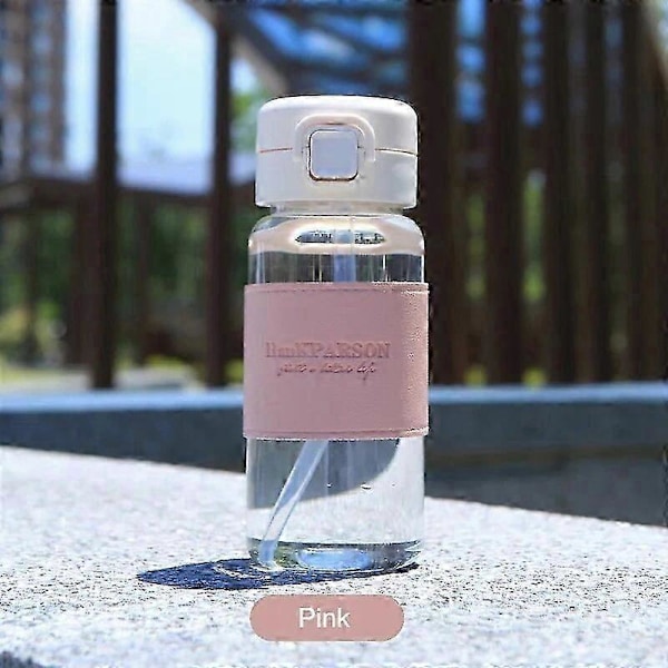 1 st Kreativ Vattenflaska med Sugrör Portabel Söt Plast Dricksflaska Läcksäker Dryckesbehållare för Att Dricka Mjölk Kaffe Te Rosa