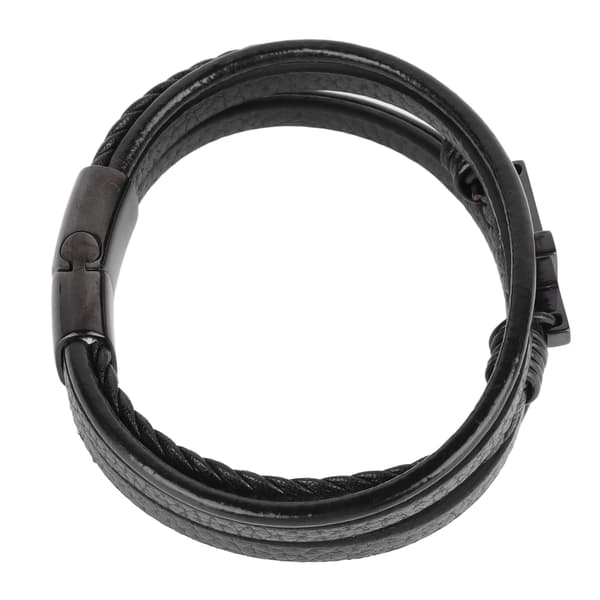 Korsarmbånd Mode Rustfrit Stål Udsøgt Håndværk Armbånd Håndsmykker Sort 8.46in