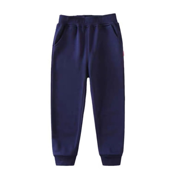Barn Sweatpants Elastisk Midja Andningsbar Fashion Konisk Bomulls Joggerbyxor för 120cm till 130cm Pojkar Flickor Blå