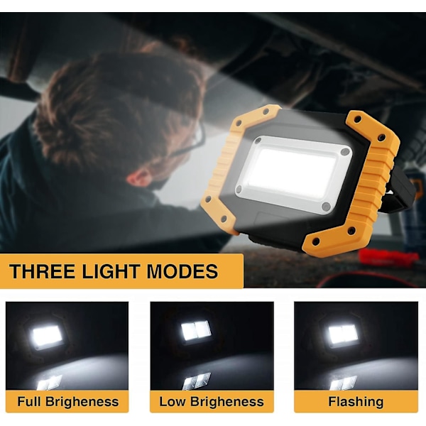 Bærbar Vanntett Oppladbar LED Arbeidslys med Stativ Batteridrevet 1 Pakke