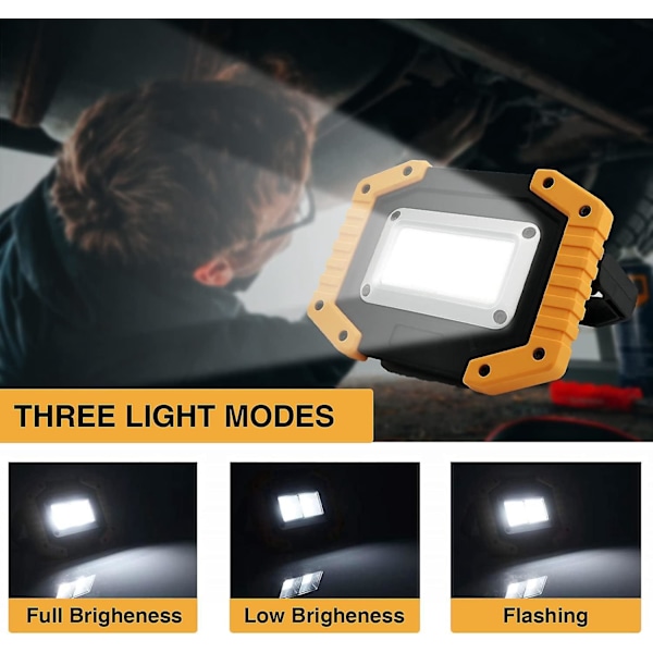 Bärbar Vattentät Laddningsbar LED-Arbetslampa med Stativ Batteridriven 1-pack