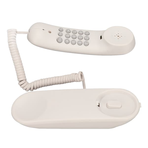 Veggtelefon Multifunksjon Store Knapper Ring Tilbake Demp Funksjon Ledningstelefon for Hjemmekontor Hotell Hvit