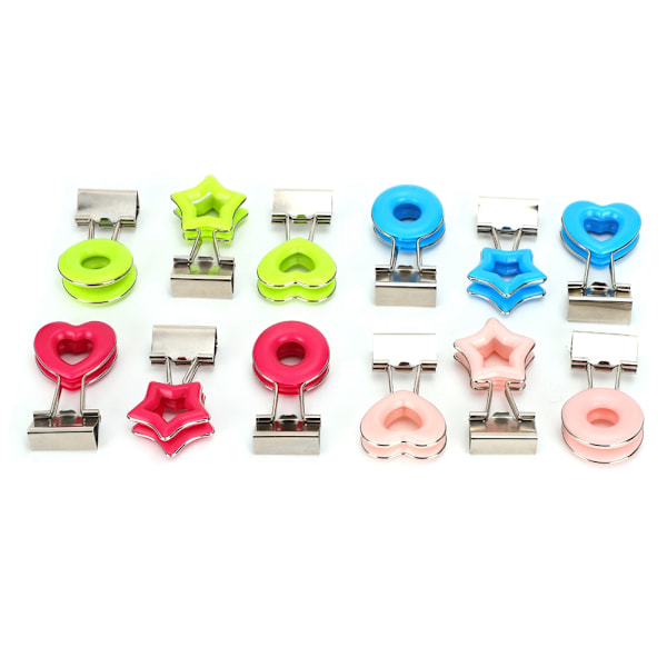 12 stk. Binder Clips Farve Protable Lang Hale Dokumenter Stationære Skole Kontor Mappe