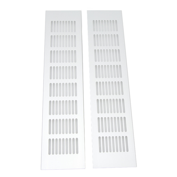 2 st luftventilationsgaller i aluminiumlegering, rektangulär ventilationslucka för skåp, skoskåp, garderob, 80 x 350 mm