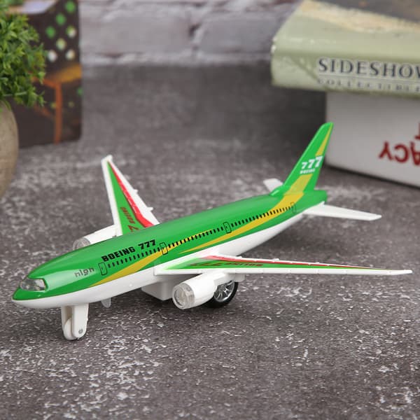 Legering Elektronisk Flyvemaskine Miniature Model Træk Tilbage Fly Legetøj Gave til Børn (Grøn)