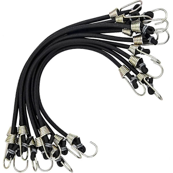 10 stk. Elastiksnor med Mini Elastikkroge Kraftig Universal Elastiksnor, Black_SZXM
