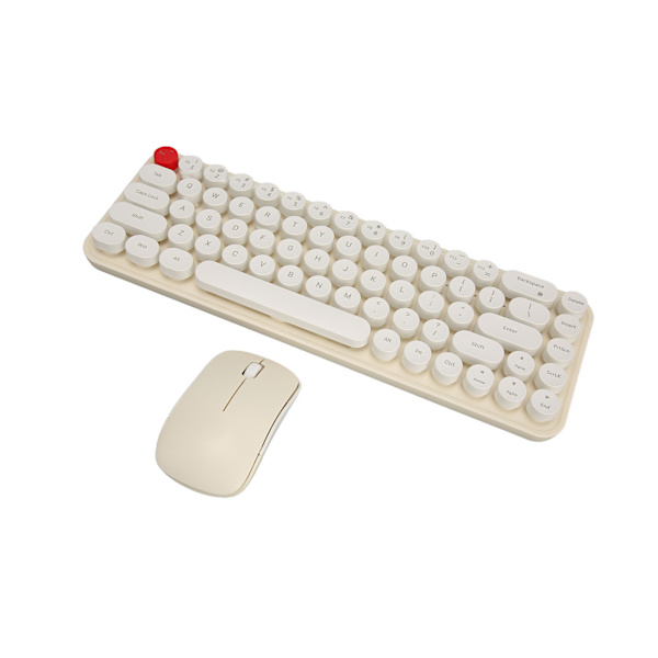 Trådlöst tangentbord Mus Combo Mini Bärbar Retro Silent 2.4G Trådlös 68 tangenter Office Tangentbord Mus Set Beige
