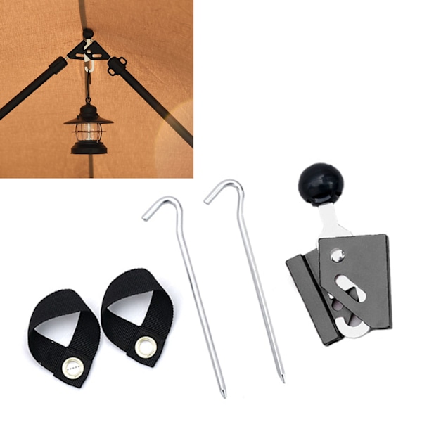 Tältstödhylsa Set Justerbar Singel Aluminiumlegering Utomhus Campingtillbehör 8mm Svart