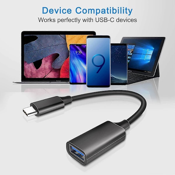 2 st Svarta USB C Hane till USB 3.0 Hona Adapter 2-Pack, Thunderbolt 3 Typ C OTG-omvandlare för MacBook Pro, iPad Air 4 5, Galaxy Z Fold 5, S23 S22 Plu