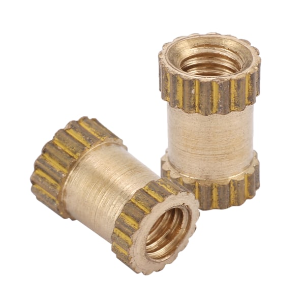 M2.5 messingcylinder riflet rund støbt i indsatsindlejrede møtrikker (M2.5*6*3.5; 50 stk)