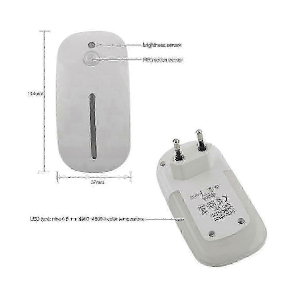 LED Nattlampa Rörelsesensor Trådlös Plug in EU 220V Nattlampa för Hall Korridor EU-kontakt