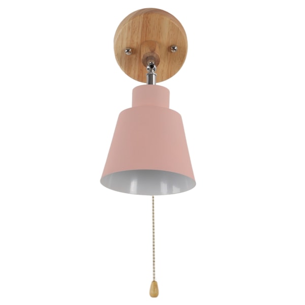 Macaron sengelampe Pladsbesparende lyserød lampeskærm Væglamper med træfod til stue soveværelse kontor 100‑240V