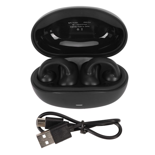 Leikkeeseen kiinnitettävät Bluetooth-nappikuulokkeet IPX5 vedenpitävät avoimet langattomat korvanapit latauskotelolla iPhone-puhelimeen musta