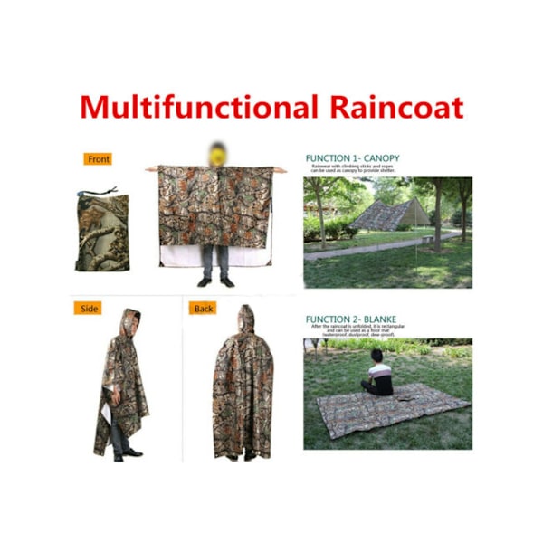3 in 1 Rain Poncho Vedenpitävä Kevyt Kannettava Monikäyttöinen Ulkoilu Retkeily Sadetakki Oranssi
