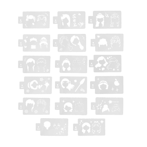 2 sæt Stencils til ansigtsmaling Professionel prinsesse tegneseriefigur Genanvendelige udhulede stencils til kropsmaling