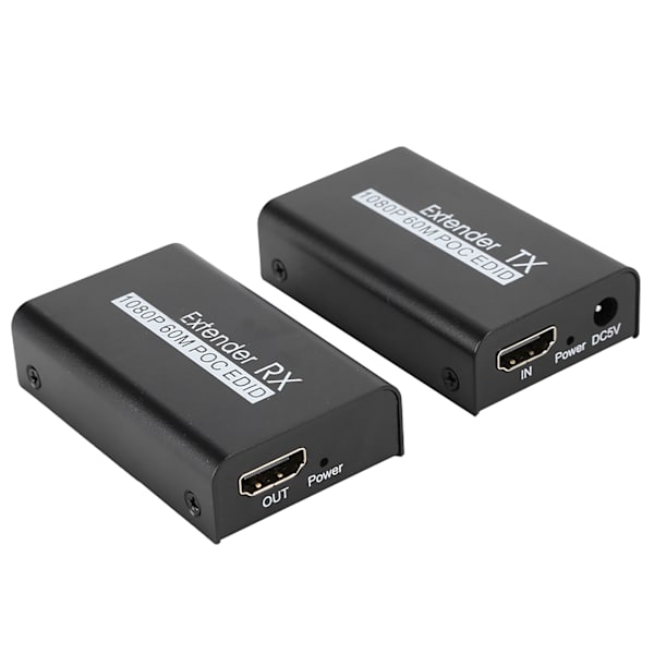 HDMI Extender 60M Internet Transmitter til POC Kabel Strøm EDID Læringsfunktion 100‑240VEU