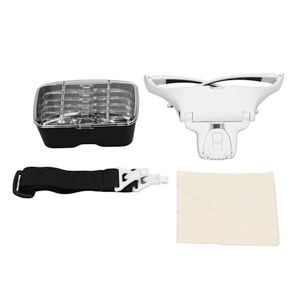 LED-huvudförstorare med avtagbara linser 1.0X 1.5X 2.0X 2.5X 3.5X Kallt varmt ljus justering Ergonomiskt pannband Förstorare