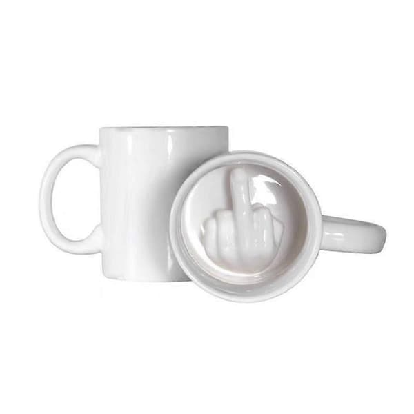 Creative Design White Middle Finger Mug Novelty Style Mix Coffee Milk Cup Funny Ceramic Mug 300ml Sufficient Capacity Water Cup white
