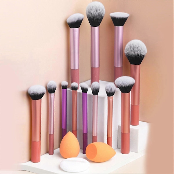 12 stk. Makeup Børstesæt Plastik Simpel Stil Baby og Multifunktionel Puf til Skønhed og Makeup sort2