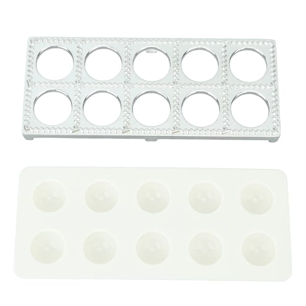 Ravioli Maker Press 10 hål Järn ABS Hållbar Fyrkantig Ravioli Maker för Hem Dumpling Making Silver