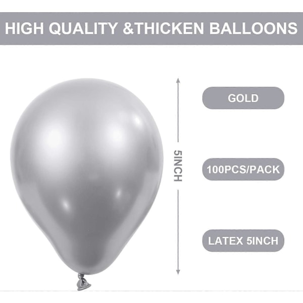 100 Stycken 5 Tum Metalliska Ballonger Dekorativa Latexballonger för Födelsedag Bröllop Förlovning