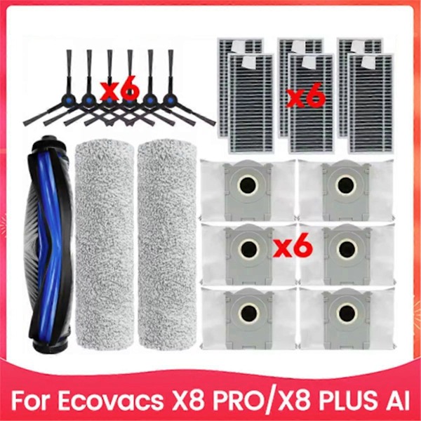 21 stk. reservedele til Ecovacs X8 PRO X8 PLUS AI støvsuger som vist