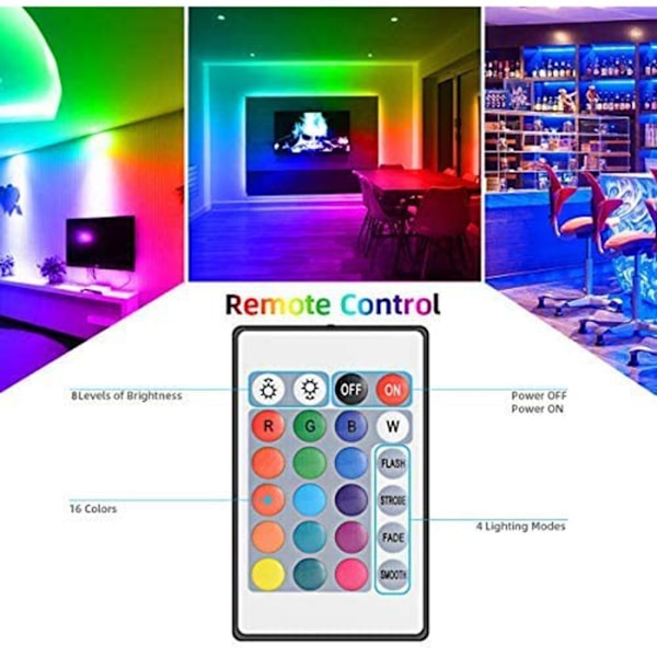 5V USB LED-ljusremsa 16 färger och 4 lägen Vattentät flexibel färgväxlande RGB LED-ljusremsa med fjärrkontroll