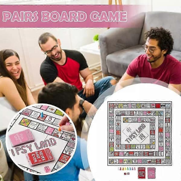Tipsy Land Brettspill, Drikkespill for fester, Unike rom for å utfordre venner