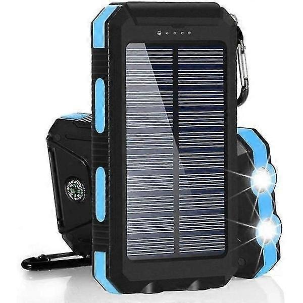 Aurinkovoimapankki, 20000mah vedenpitävä aurinkolaturi ulkoinen USB-akku 2 ulostulolla tableteille ja muille, taskulampulla ja kompassilla June 6.15