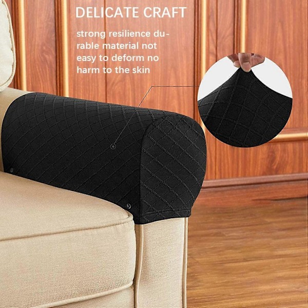 Armstödsskydd, Set med 2 Stretch Diamantmönstrade Fåtölj Soffa Stretch Armstöd Stolsöverdrag för Möbelskydd, Halkfria Soffstols Armskydd S