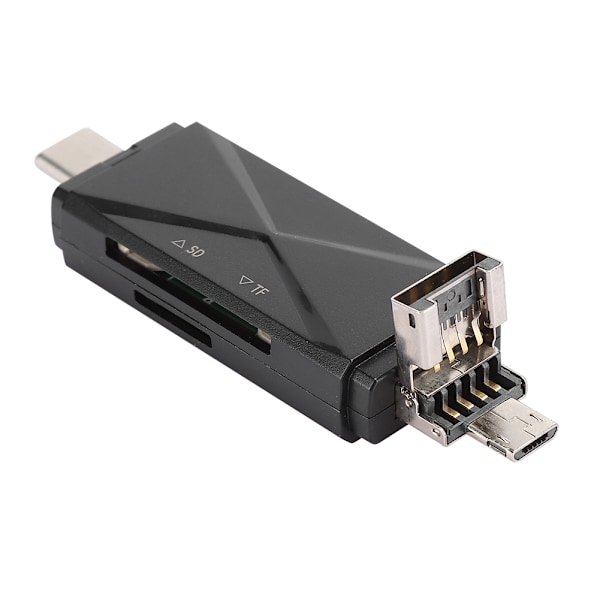 Minneskortläsare Typ C OTG 5-i-1 USB 2.0-kortadapter Multifunktion för mobiltelefon (svart 2.0)