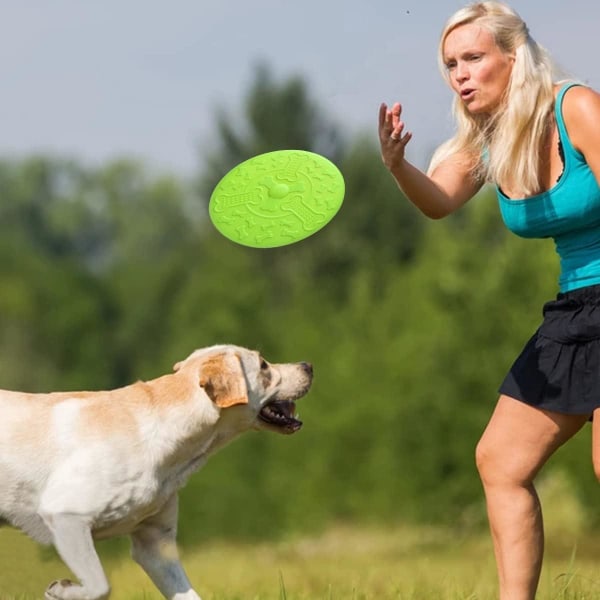 2 stk (blå, grøn) hundefrisbee, hundeskive Ø18,5 cm, frisbee til dyr, flyvende gummiskive til spil Sport Motionsaktivitet og udendørsleg