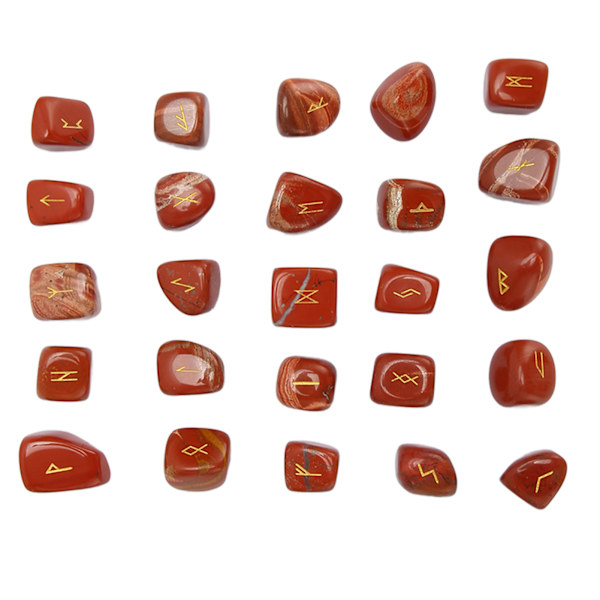 25 st Runstenar Set Lycka till Healing Power Polerad Graverad Elder Alfabet Chakra Runstenar för inflyttning Redstone