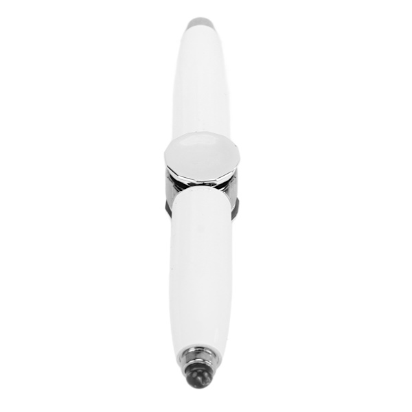 Fingertopp glödande gyro kulspetspenna finger spinning skrivpenna med LED-ljus för att släppa stress vit