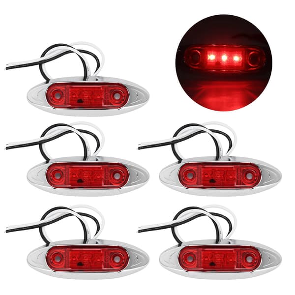 5 stk. 10-30V 3LED Sidemarkeringslys Bil Blinklys Frigangslys (Rød)