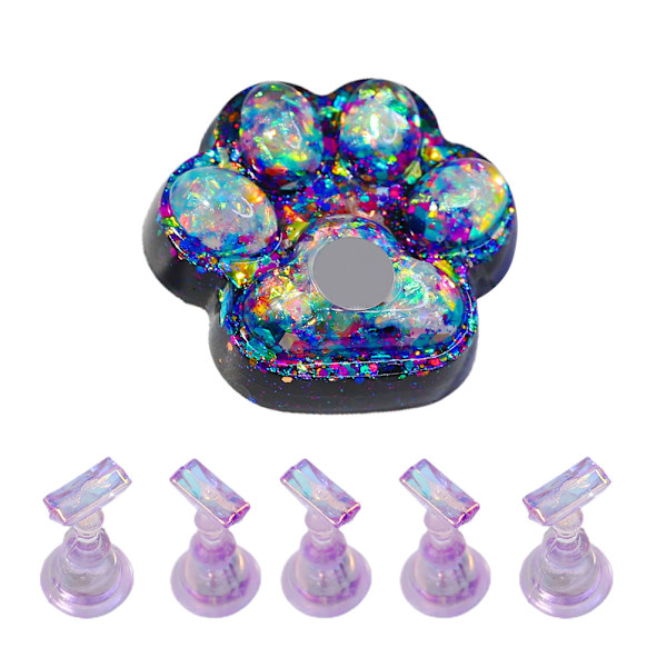 Katteklo Magnetisk Negleholder Glødende Manicure Praksis Træningsdisplay Stativ Krystalholdere Legering Falske Neglespids Salon DIY Manicure Værktøjer
