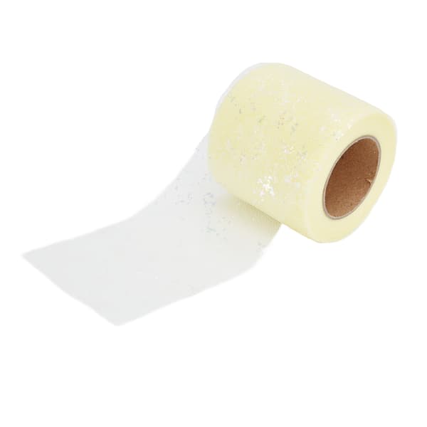 Tyullstoff 25 Yards 6 cm Polyestermaterial Lett Bærbar Tyullruller for Klesdekorasjon Lys Gul