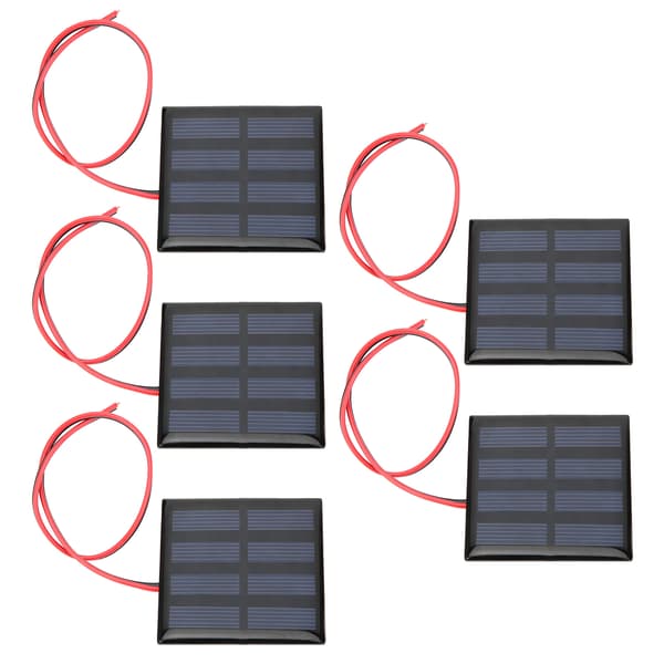 5 stk. Mini solpanel strømforsyningsmodulplade med 30 cm rød sort linje DC2V 150mA