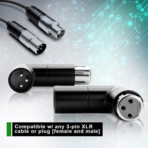 1 kpl Käännettävä XLR-kulma-adapteri, kaksoisuros- ja naaraspuolinen L-muotoinen liitin, metalliadapteri 4 säädettävällä kulma-asennolla - B10