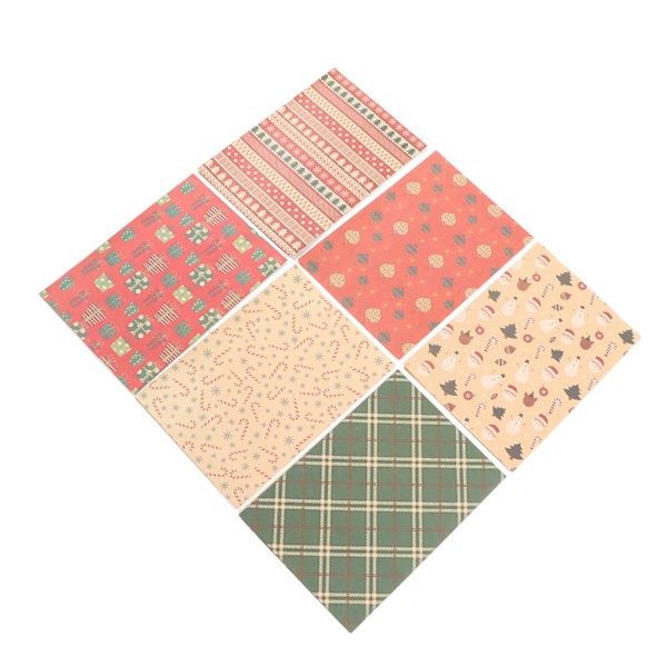 4 sett juleinnpakningspapir 27,6x19,7 tommer klassiske mønstre DIY Kraft-materiale dekorativt håndverksinnpakningspapir